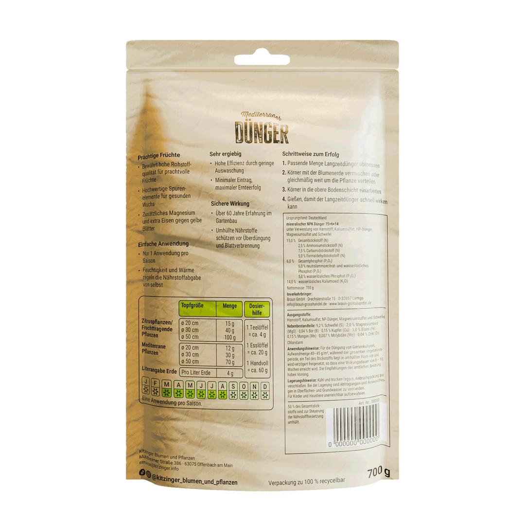 Kitzinger Method Mediterraner Langzeitdünger - Kitzinger (0,7 kg) – Blupf by Kitzinger